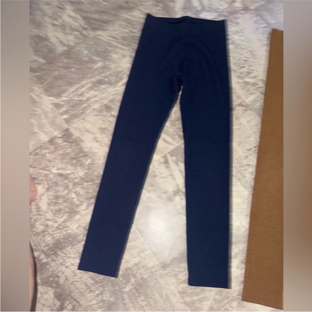 Old Navy Girls Navy Rib Knit Leggings Size L 10/12 Stretch